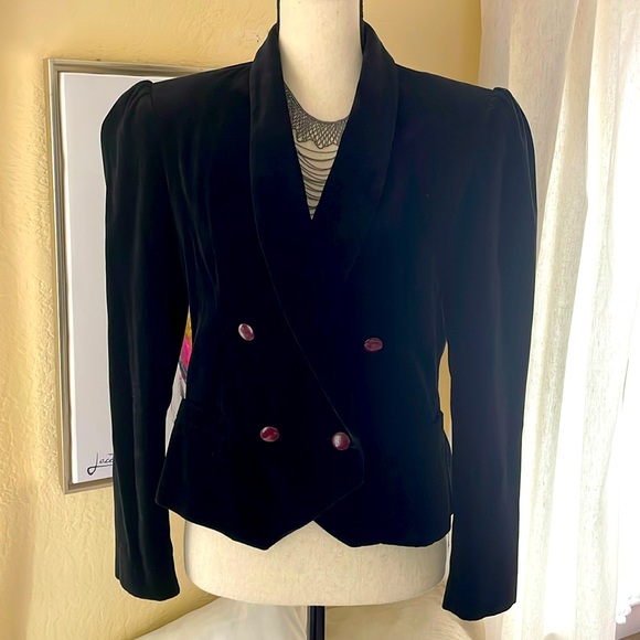 Chaus Jackets & Blazers - Vintage Chaus Double Breasted Black Velvet Lined Blazer size 12